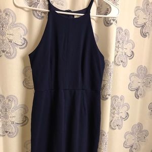 Navy high neck dress